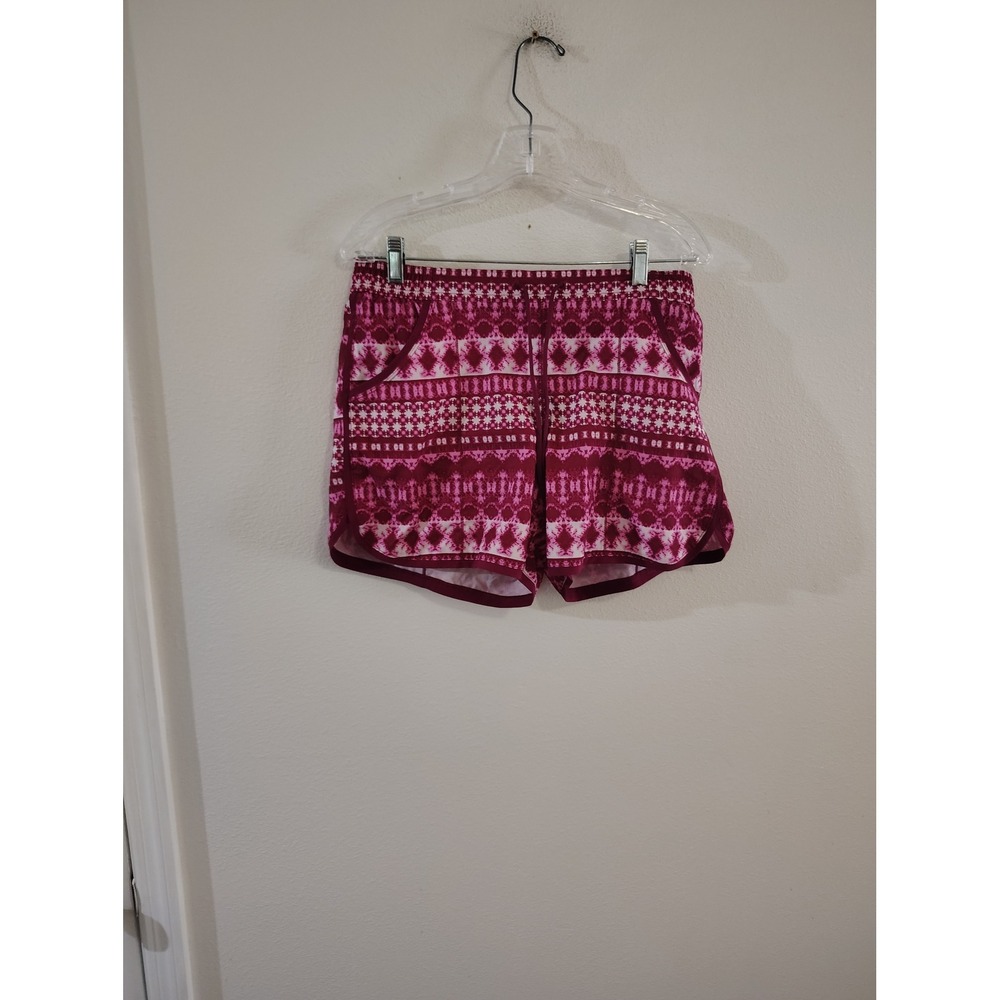 Lands End Pink Geometric Ikat Print Athletic Running Shorts Womens 10 Lined